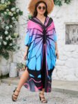 Allover Print V Neck Beachwear Cover Up Maxi Dress