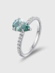 D Color VVS, Sterling Silver 925 Pearl Cut Moissanite Ring