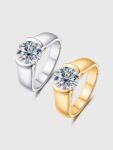 S925 Sterling Silver D Color 2 Carat Moissanite Ring