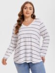 Striped Print V-Neck Tee