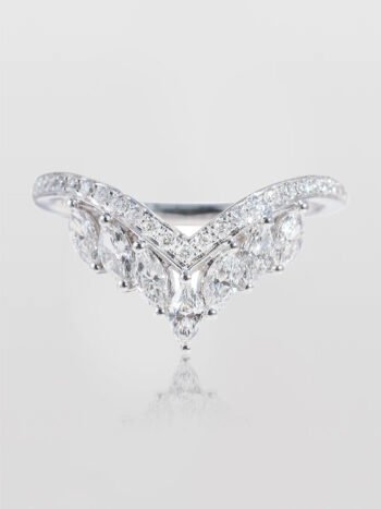 Love V 925 Sterling Silver High Carbon Diamond Engagement Ring