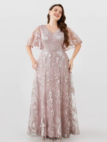 Embroidered Butterfly Sleeve Bridesmaid Dresses