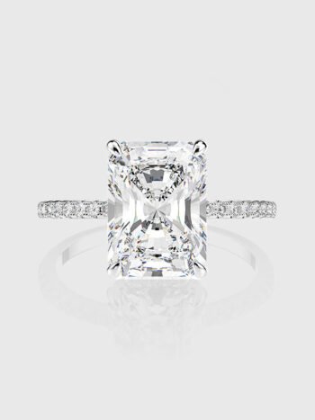 D Color VVS1 925 Sterling Silver 4 Carat Radium Cut Moissanite Ring