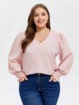V-Neck Puff Sleeve Blouse