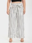 Stripe Wide Leg Belted Pants