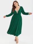 Eyelet Lace V-Neck Ruched Maxi Dress