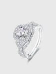 2Pcs Set Sterling Silver Double Moissanite Engagement Ring