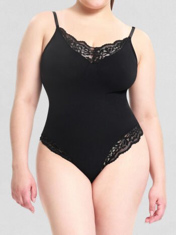 Lace Tummy Control Crotch Opening Shapewear Bodysuit