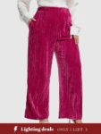 High Waist Pocket Wide Leg Velvet Pants