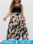 Patchwork Round Neck Ruched Tank Dress