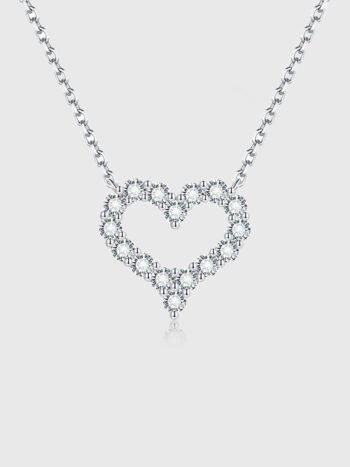 Sterling Silver S925 Moissanite Heart Pendant Necklace