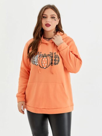 Halloween Pumpkin Pattern Drawstring Hoodie