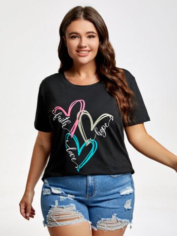 Plus Faith Hope Love Heart Graphic Tee