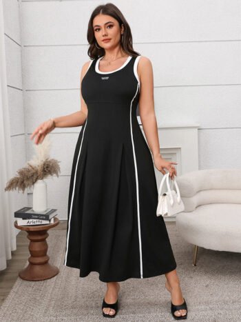 Sleeveless Colorblock A Line Dress