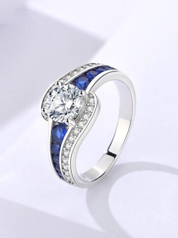 Round Cut Moissanite and Sapphire/Ruby Moissanite Engagement Ring