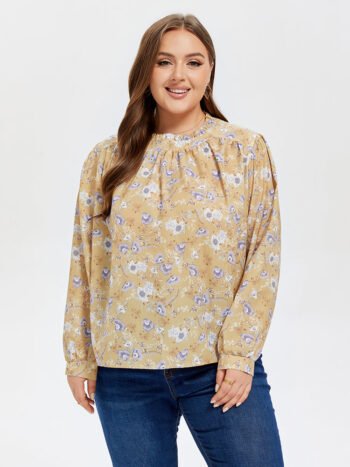 Floral Print Frill Neck Blouse