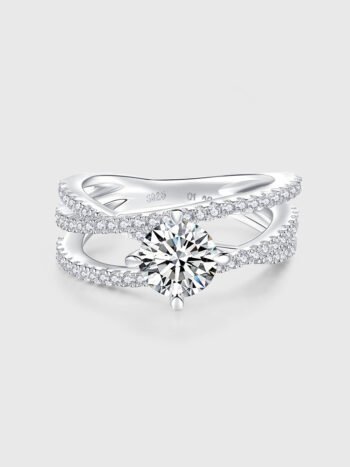 Round Brilliant Moissanite Multi-Band Engagement Ring