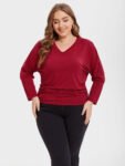 V-Neck Batwing Sleeve Ruched Tee