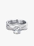 Encircled Halo Twisted Moissanite Engagement Ring Set
