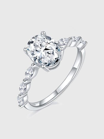 Single Prong Oval Scalloped Moissanite Engagement Ring