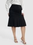 Solid Ruched Mermaid Hem Skirt