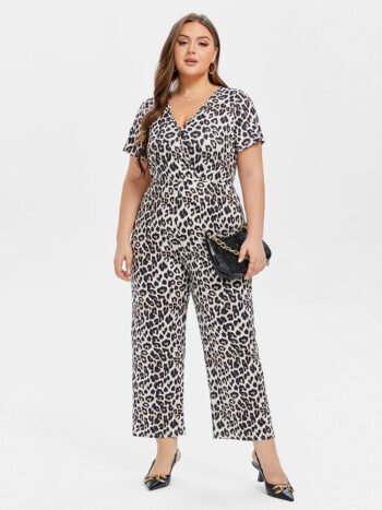 Leopard Print V-Neck Jumpsuit