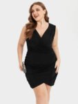 V-Neck Ruched Bodycon Dress
