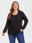 Solid Ribbed Knit Tee