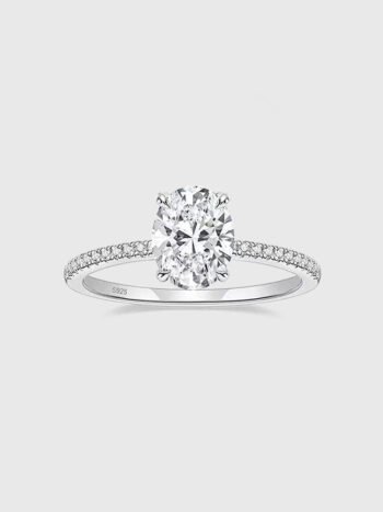 925 Sterling Silver Oval Moissanite Ring