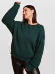 Plus Round Neck Drop Shoulder Sweater