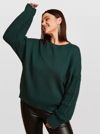 Plus Round Neck Drop Shoulder Sweater