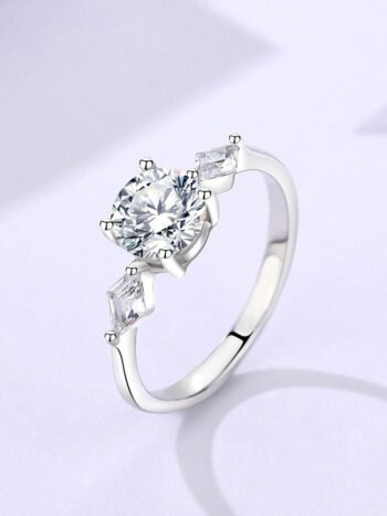 Three-Stone Moissanite Engagement Ring