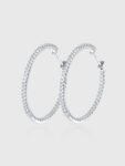 Full Moissanite Hoop Earrings S925 Sterling Silver Sparkling Huggies