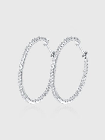 Full Moissanite Hoop Earrings S925 Sterling Silver Sparkling Huggies
