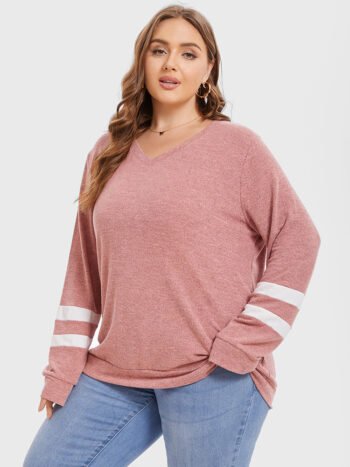 Striped Pattern V-Neck Tee