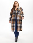Plaid Print Drop Shoulder Flap Pocket Coat
