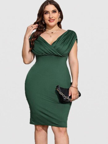Plus Crisscross Ruched Bodycon Dress