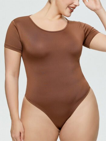 Solid Slim Fit Short Sleeves Bodysuit