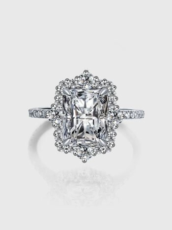 Oval Moissanite Graduated Halo Engagement Ring
