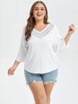 Solid V-Neck Studded Detail Tee