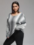 Plus Gradient Round Neck Knit Sweaters