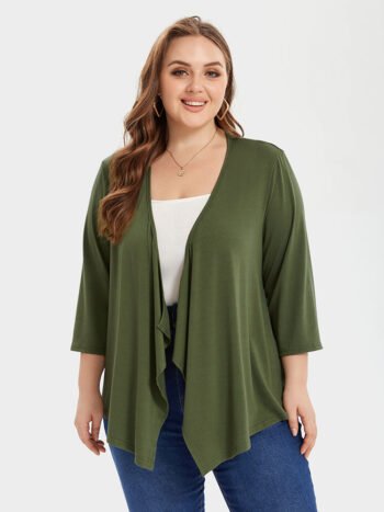 Asymmetrical Hem Open Front Coat