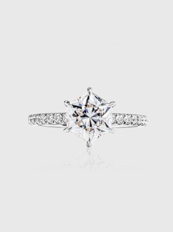 6-Prong Round Brilliant Moissanite Solitaire 925 Sterling Silver Plated with 18k Gold Ring