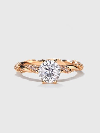 Sparkling 1 Carat Rose Cut Moissanite Ring