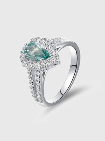 Pearl Cut Moissanite Engagement D Color VVS 925 Sterling Silver Ring