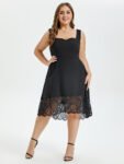 Contrast Lace Tank Midi Dress