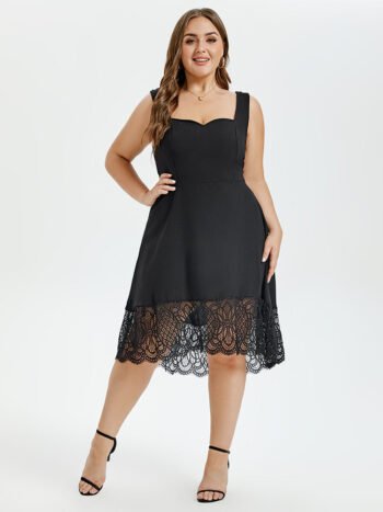 Contrast Lace Tank Midi Dress