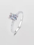 S925 Sterling Silver 1 Carat Rectangle Moissanite Ring