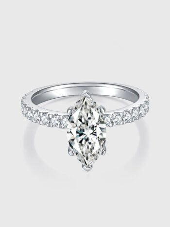 Marquise 2-carat 6*12mm Moissanite S925 Silver Plated with 18k Gold Ring