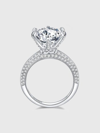 Round Accented Tulip Moissanite Engagement Ring